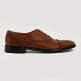Tan Full-Grain leather Shoes - Goodyear Welt Construction & Front Toe Box Detail