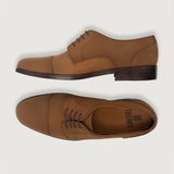 Attorney Derby Brown Nubuck Leather Shoes For Men - Reinforced Heel Counter & Precision Double-Row Stitching Detail