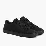 Premier Low Top Black Matte Leather Sneakers For Men in Black Full-Grain Leather - Lateral Side Profile View | Buy Online