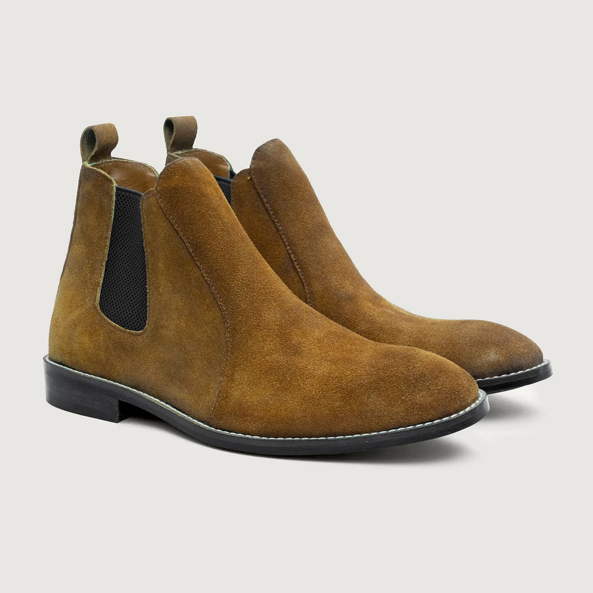 Clarkson Chelsea Brown Suede Leather Boots - StudGuard in Brown Goatskin Suede - Lateral Side Profile View | Buy Online