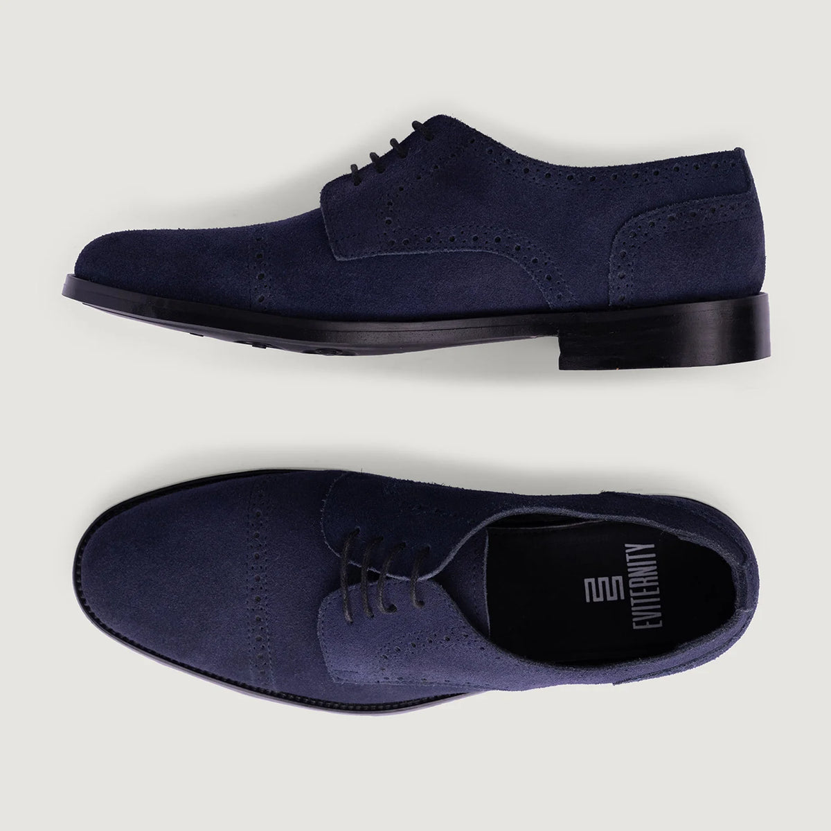 High-Traction Rubber Outsole & Lug Tread Pattern on Dirk Brogues Derby Blue Suede Leather Shoes - StudGuard