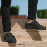 Murphy Low Top Black Nubuck Sneakers - Reinforced Heel Counter & Precision Double-Row Stitching Detail