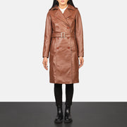 
Women's Alice Brown Double Breasted Leather Coat in Black Cowhide Leather - Front Profile View & Tailored Silhouette | Buy Online
