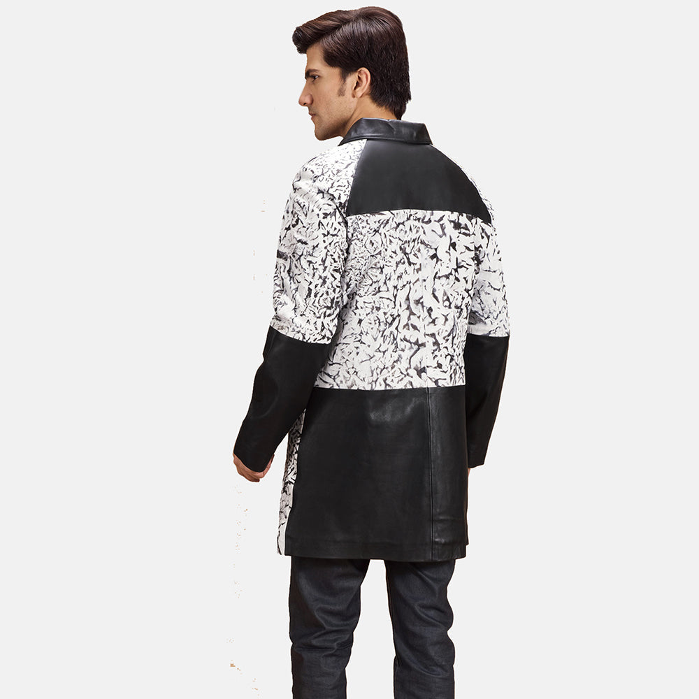 
Close-Up Detail of Shirt & Button Hardware on Men's Artistry Black Dye Leather Coat