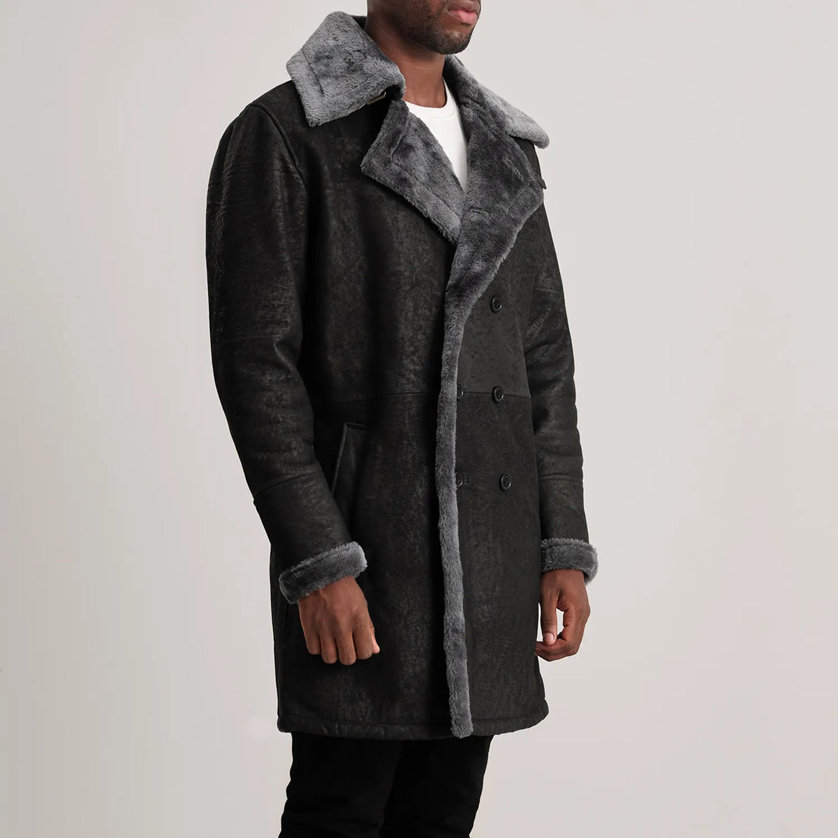 Brown Goatskin Suede Aviator Jacket - Back View Showing Tailored Shoulder Fit &amp; Clean Hemline