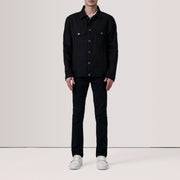 Black Full-Grain leather Jacket - Back View Showing Tailored Shoulder Fit & Clean Hemline