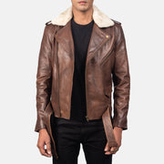 
Zipper & Hem Craftsmanship Construction Detail on Men's Furton Black Leather Biker Jacket