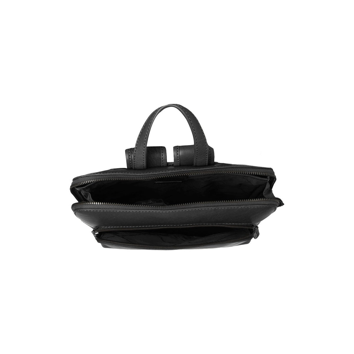Solid Antique Brass Hardware &amp; Heavy-Duty Dual Zipper Detail on Fornella Full-Grain Leather Backpack