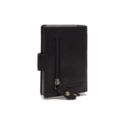 Solid Antique Brass Hardware &amp; Heavy-Duty Dual Zipper Detail on Prague Full-Grain Leather Card Holder