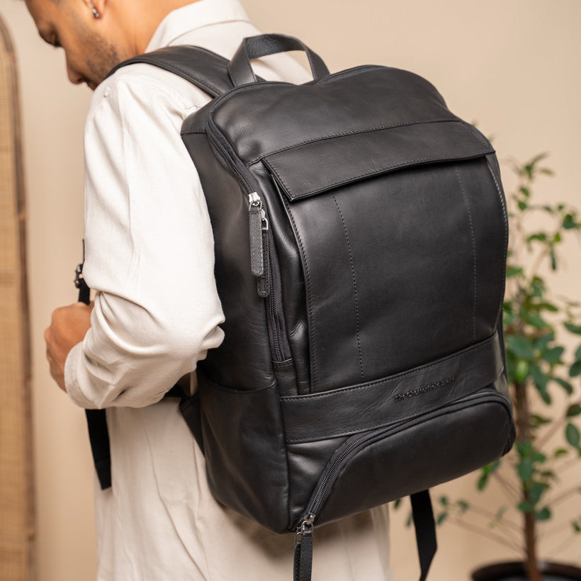 Rich Full-Grain Leather Laptop Backpack