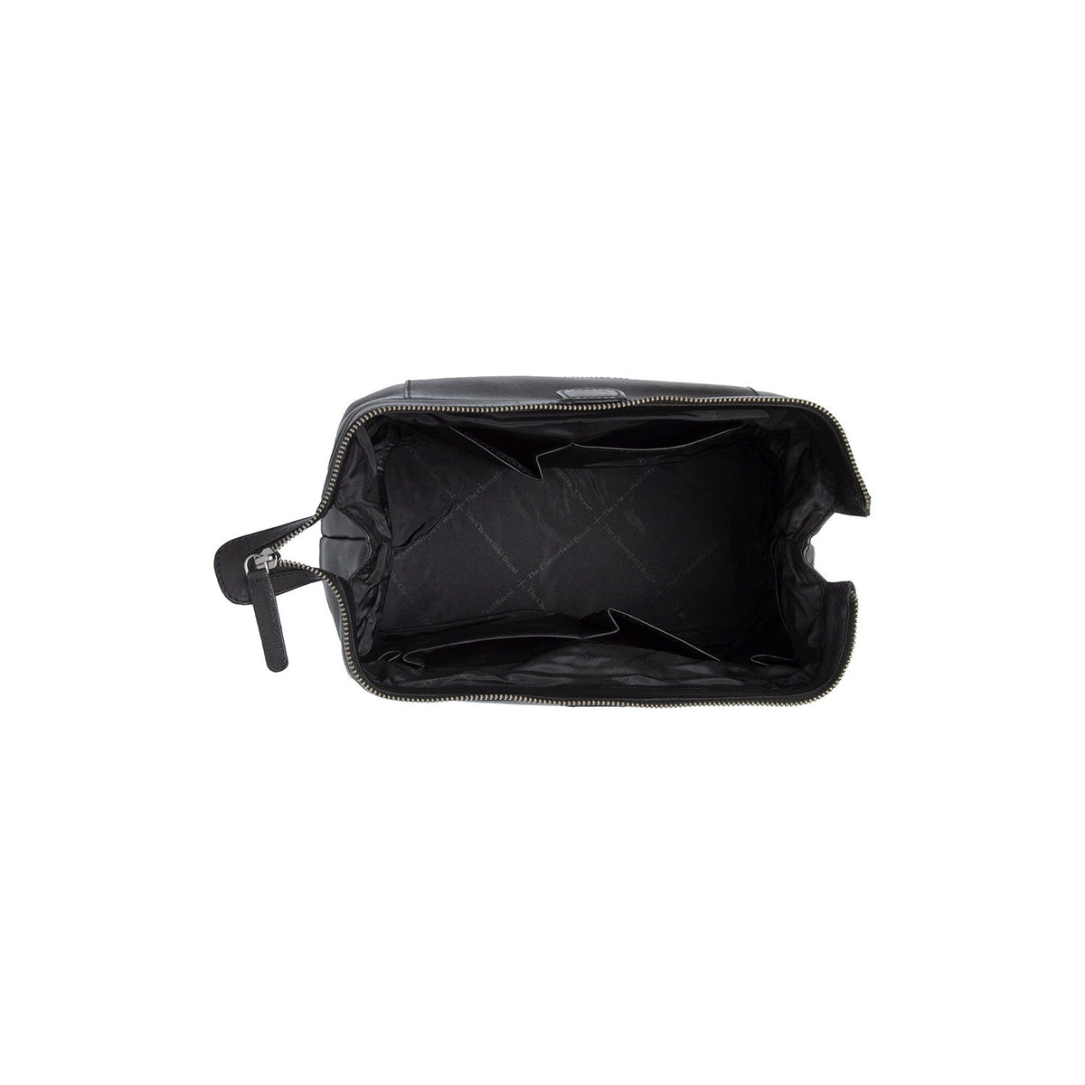 Close-Up Detail of Classic Collar &amp; Heavy-Duty Zipper Hardware on Biassa Full-Grain Leather Toiletry Bag