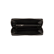 Solid Antique Brass Hardware & Heavy-Duty Dual Zipper Detail on Livorno Full-Grain Leather Wallet