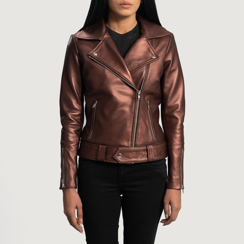 Rumy Maroon Biker Jacket