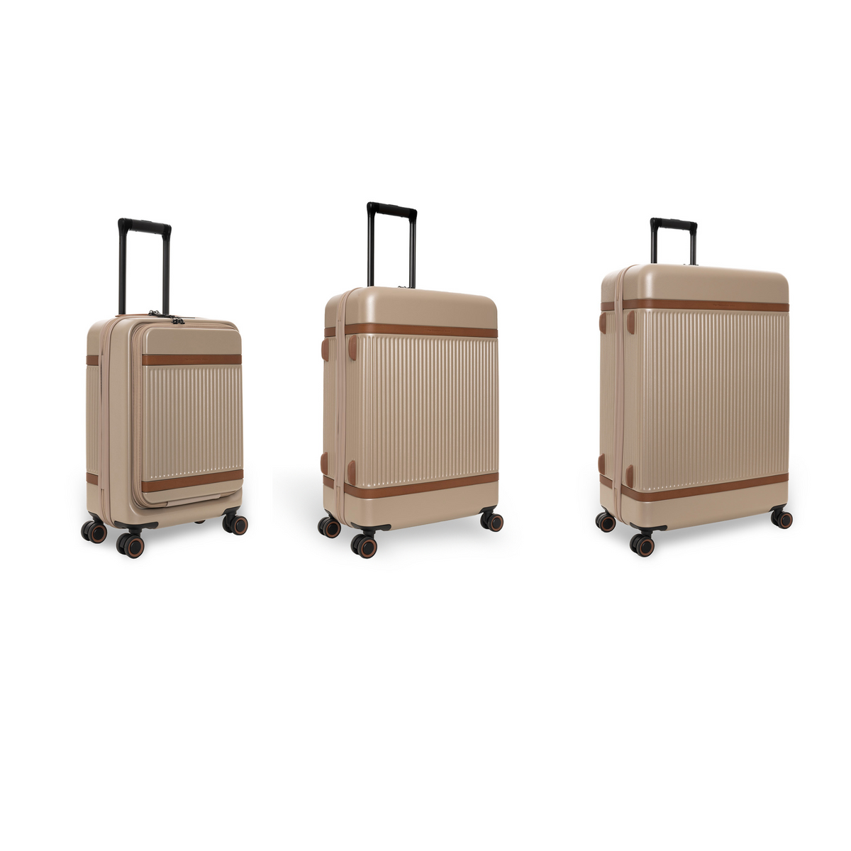 
Hand Luggage Suitcase Front Pocket Zuna in Classic 100% Full-Grain Leather - Front Profile View & Tailored Silhouette | Buy Online